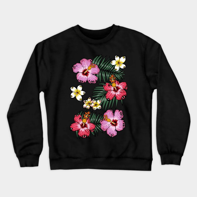 Summer Flowers Pug Crewneck Sweatshirt by huebucket